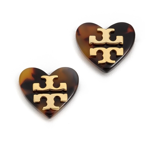 Tory Burch Jewelry - Tory Burch Tilsim Logo Heart Stud Earrings